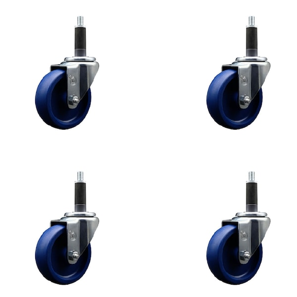 Service Caster 4'' SS Solid Poly Wheel Swivel 1'' Expanding Stem Caster Set, 4PK SCC-SSEX20S414-SPUS-1-4 - main
